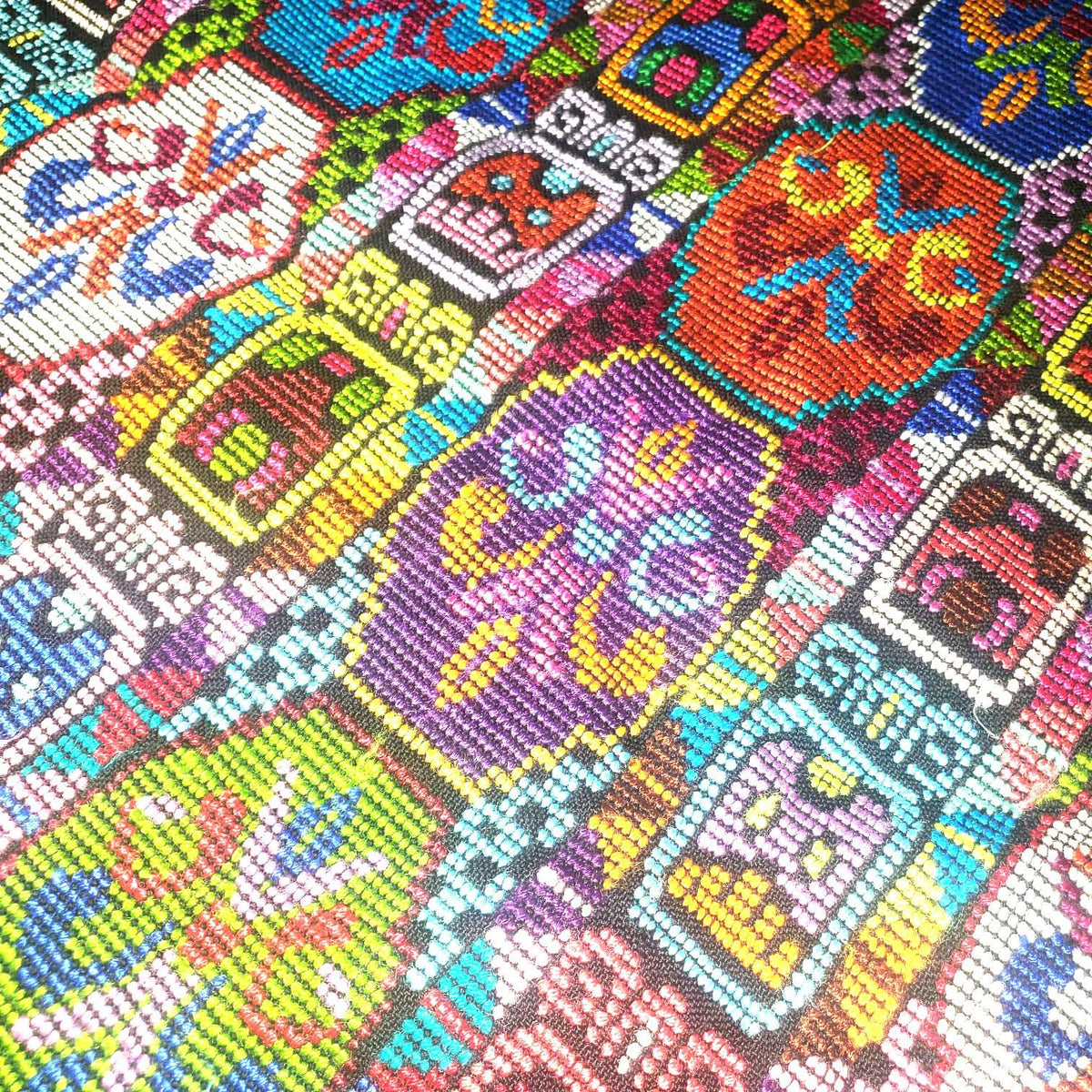 Handmade Guatemala Cotton Fabric: ZUNIL Corte, Mayan STONES Pattern Textil, Fabric Per Yard