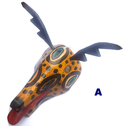 Hand-Painted Pinewood DEER Mask from NAHUALA Guatemala