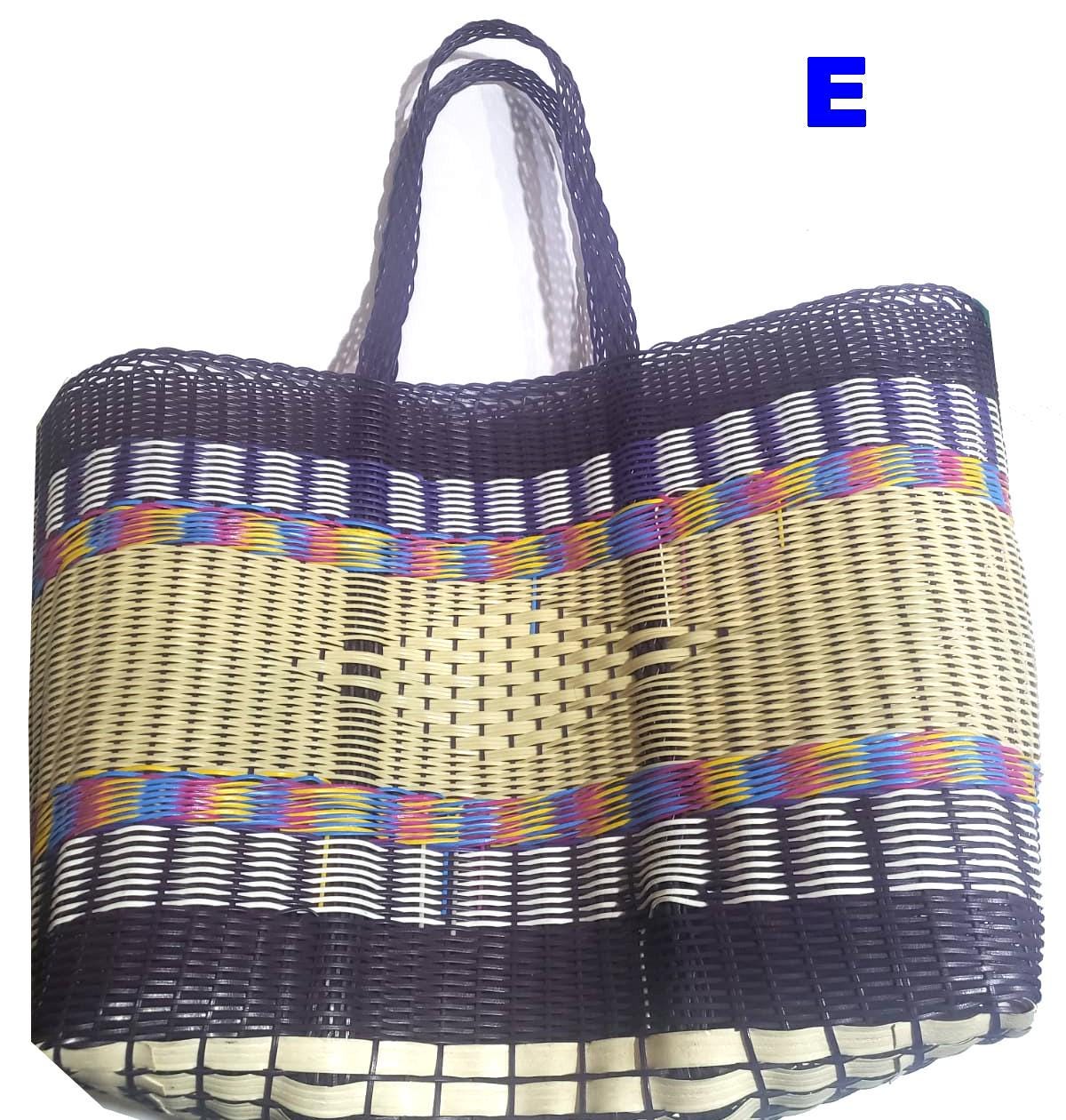 Extra Large Woven Guatemalan Plastic Market Bag - RECYCLED PLASTIC Basket