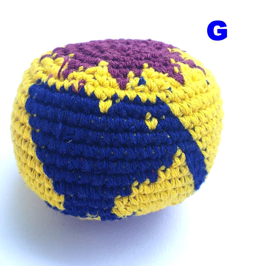 Guatemala Stress Relief Crocheted Cotton Hacky SACKS, Foot Ball Pattern JUGGLING BALLS 95% Filled