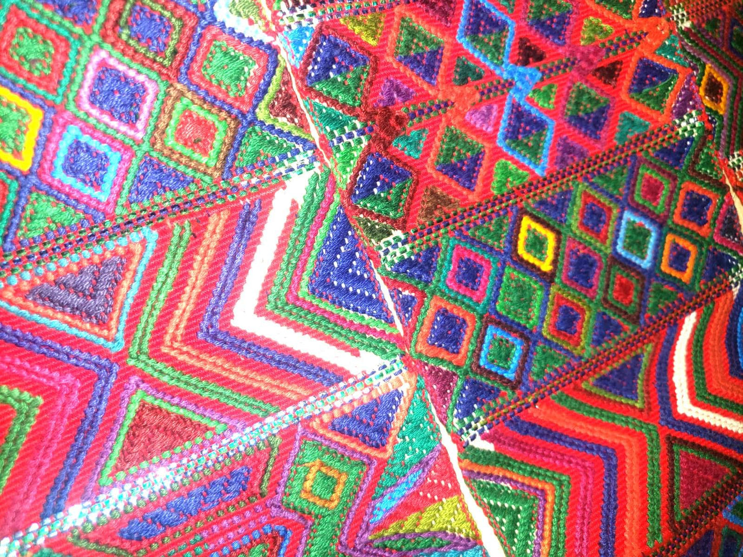 Vintage Red / Green Unique Guatemala Handmade WEAVED Cotton SASH CINTA from Aguacatan