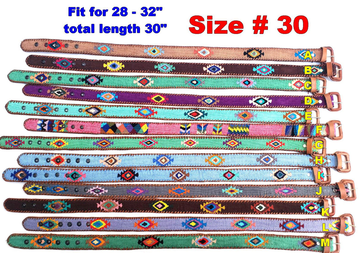 Lot of 2, 3 Authentic Handmade SILK Leather Braided UNISEX Belt, Colorful Woven Design with Buckle and Loop
