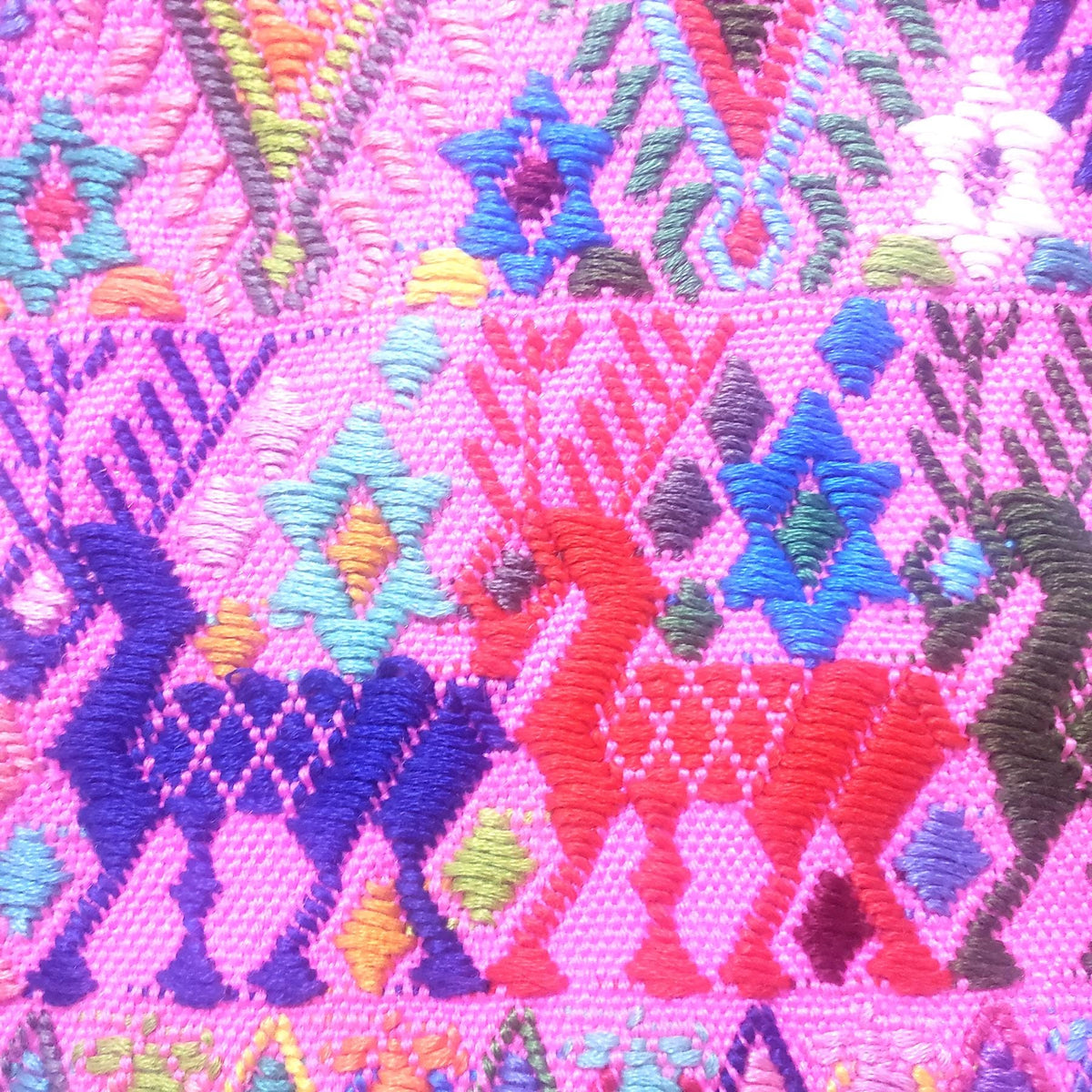 Vintage cotton unique Pink handmade weaved Mayan Tactic huipil