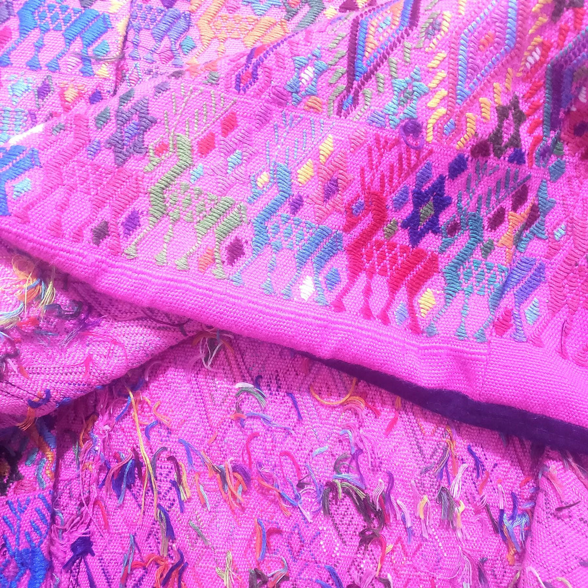 Vintage cotton unique Pink handmade weaved Mayan Tactic huipil