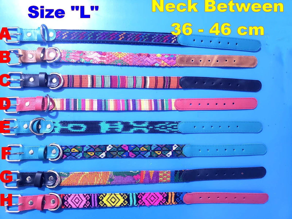 Authentic Handmade Leather and Textile DOG Collar, Colorful Woven PET Collar