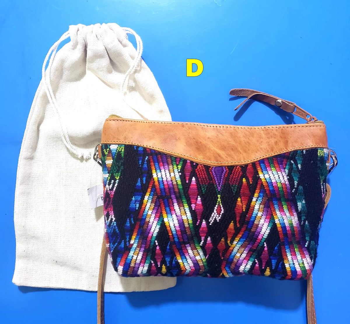 Guatemalan Leather Huipil Wristlet Clutch: Fair Trade Crossbody Purse