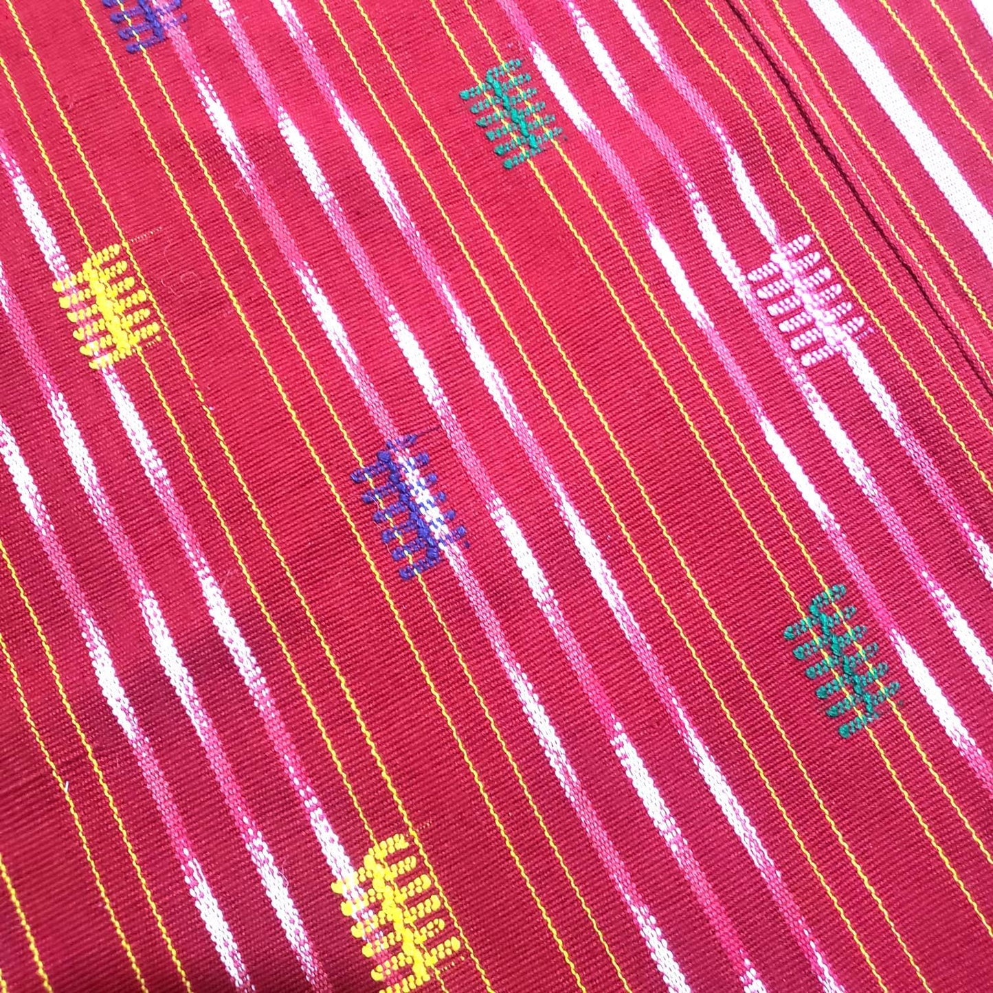 Solola Cotton Handwoven Burgundy Tablecloth With Fringes 56x76 inches