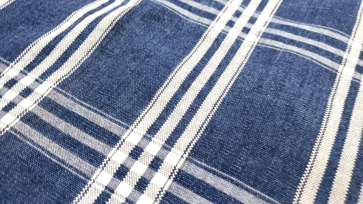 Vintage Guatemalan Cotton Corte Fabric: Hand-Embroidered Indigo Woven Textile