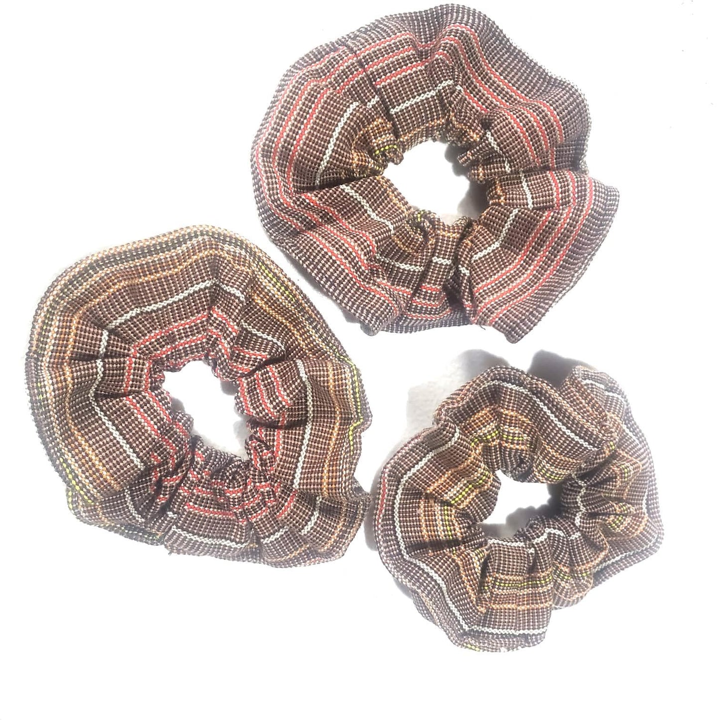 Set of 3 Vibrant Artisan-Made Fabric SCRUNCHIES | Ethically Made Hair Ties
