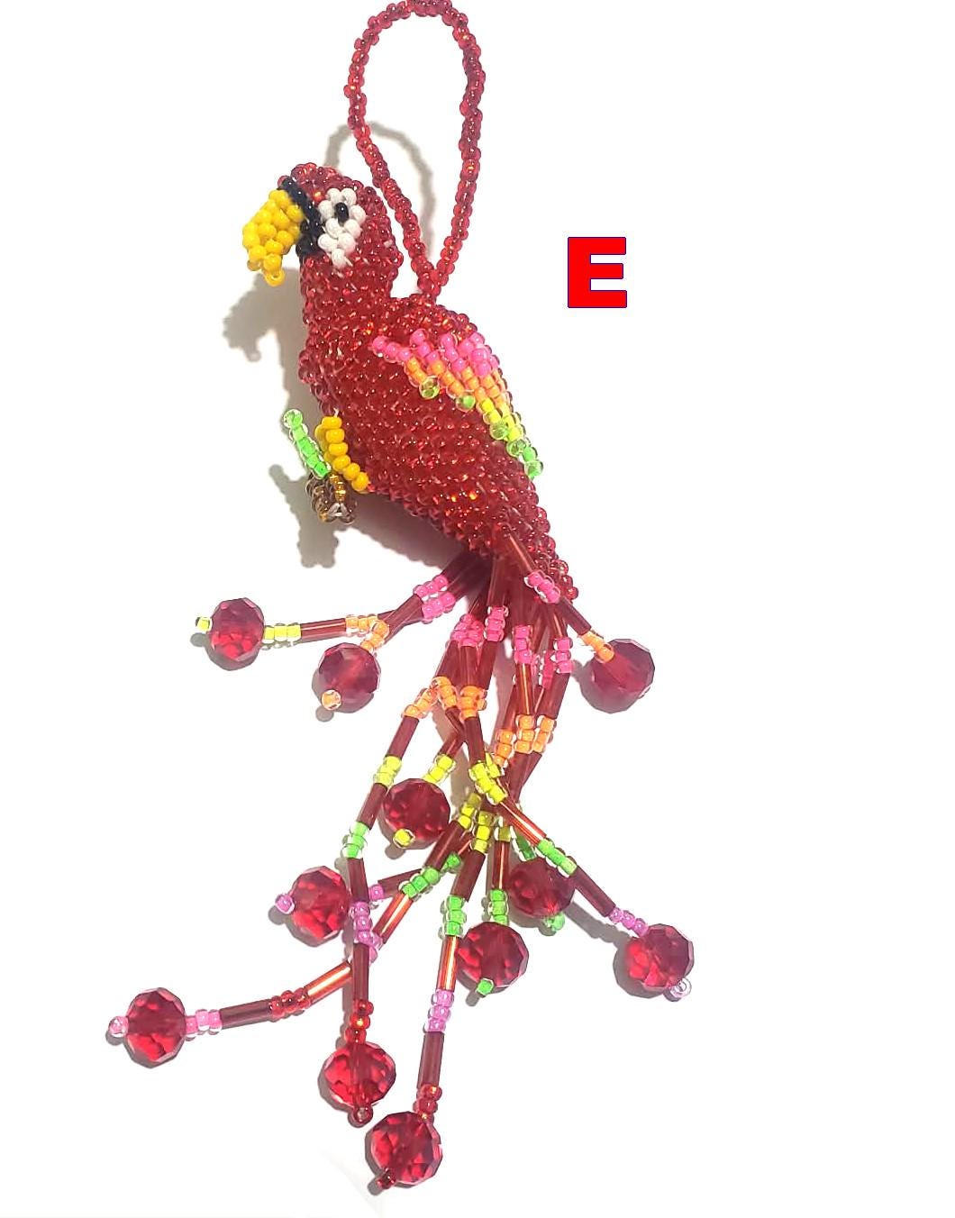 Beaded PARROT Ornament, Czech Glass Bird, For the BIRD Lovers