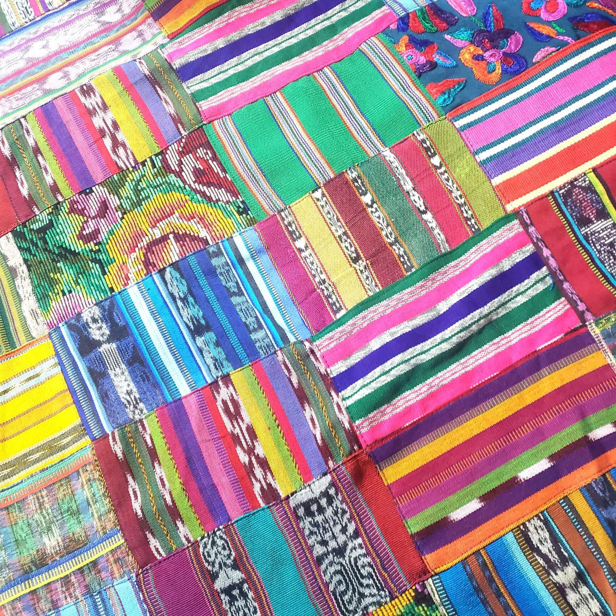 Multicolor Handmade Patchwork QUILT Huipil Throw