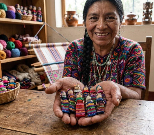 Set of 6 or more Guatemalan Artisans Three Inches WORRY DOLLS - Woven Fabric Clothing Traditional Dolls