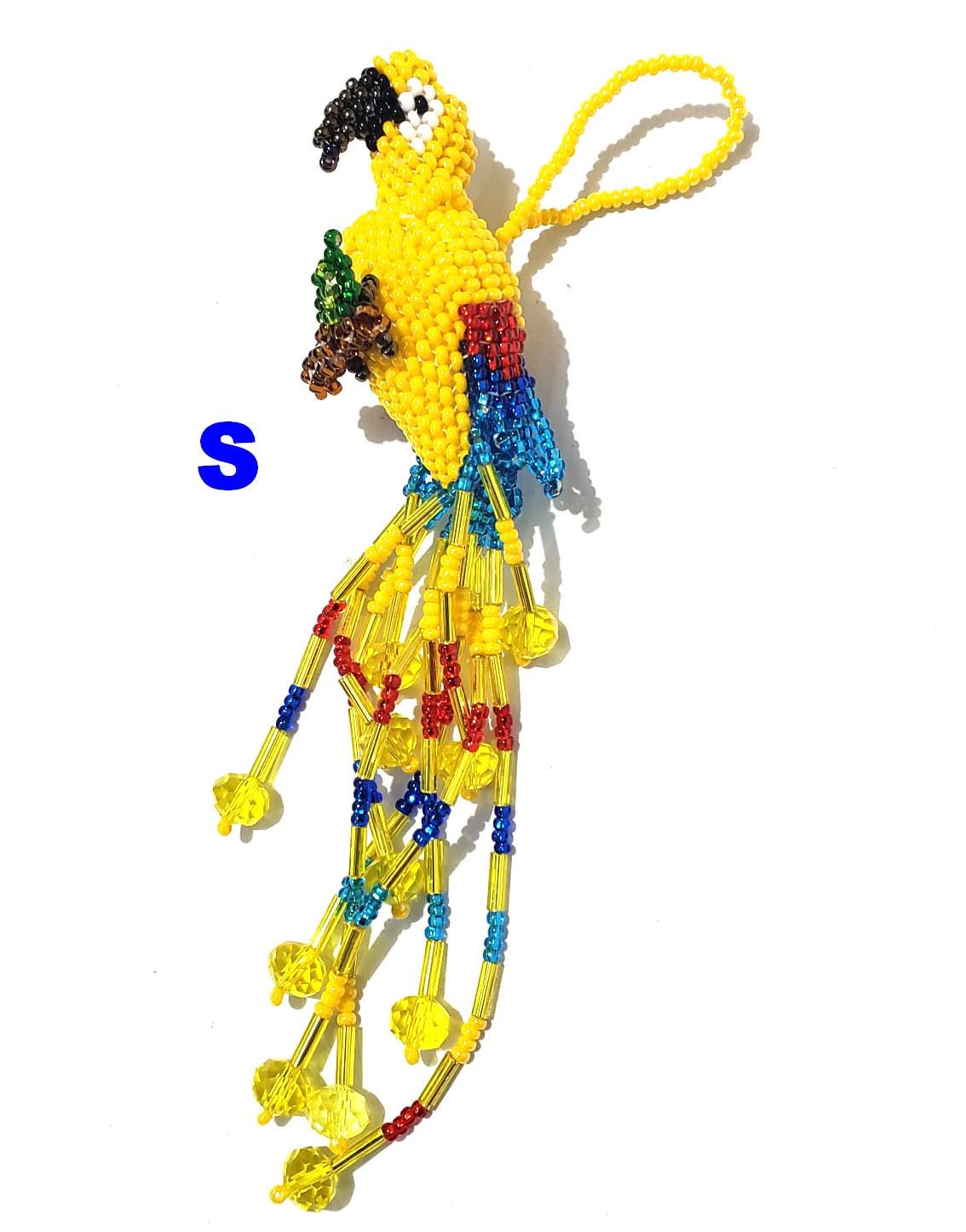 Beaded PARROT Ornament, Czech Glass Bird, For the BIRD Lovers