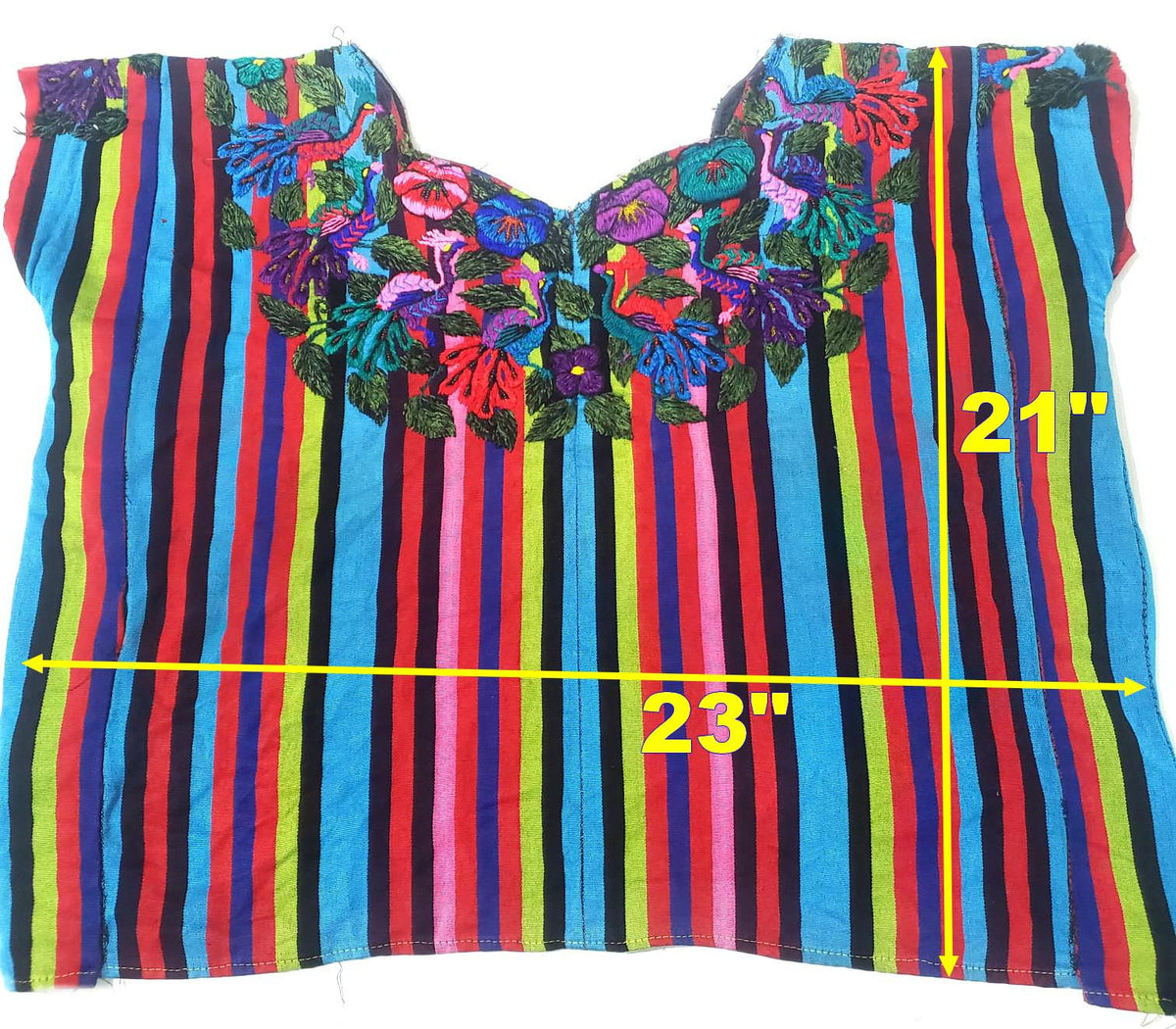 Hand-Embroidered Mayan Huipil Blouse | Santiago Atitlan Colorful Peacock Top | Traditional Handwoven Guatemalan Shirt
