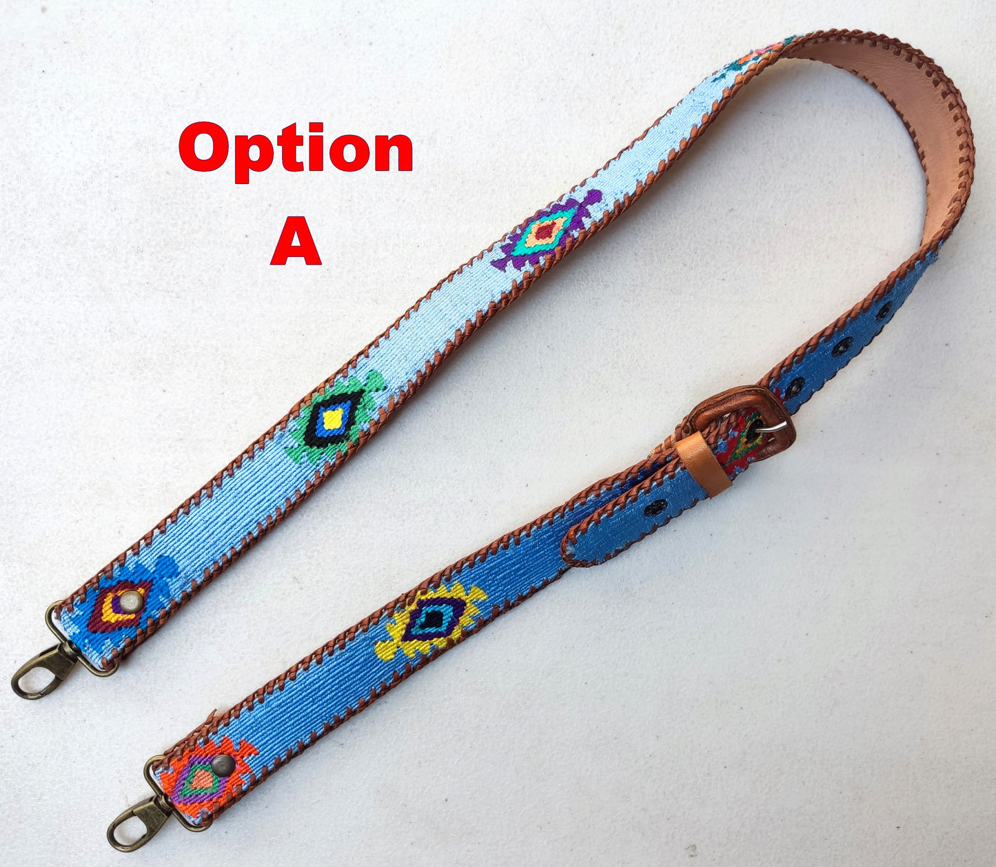 Guatemalan handmade braided authentic leather weaved silk camera/bag strap