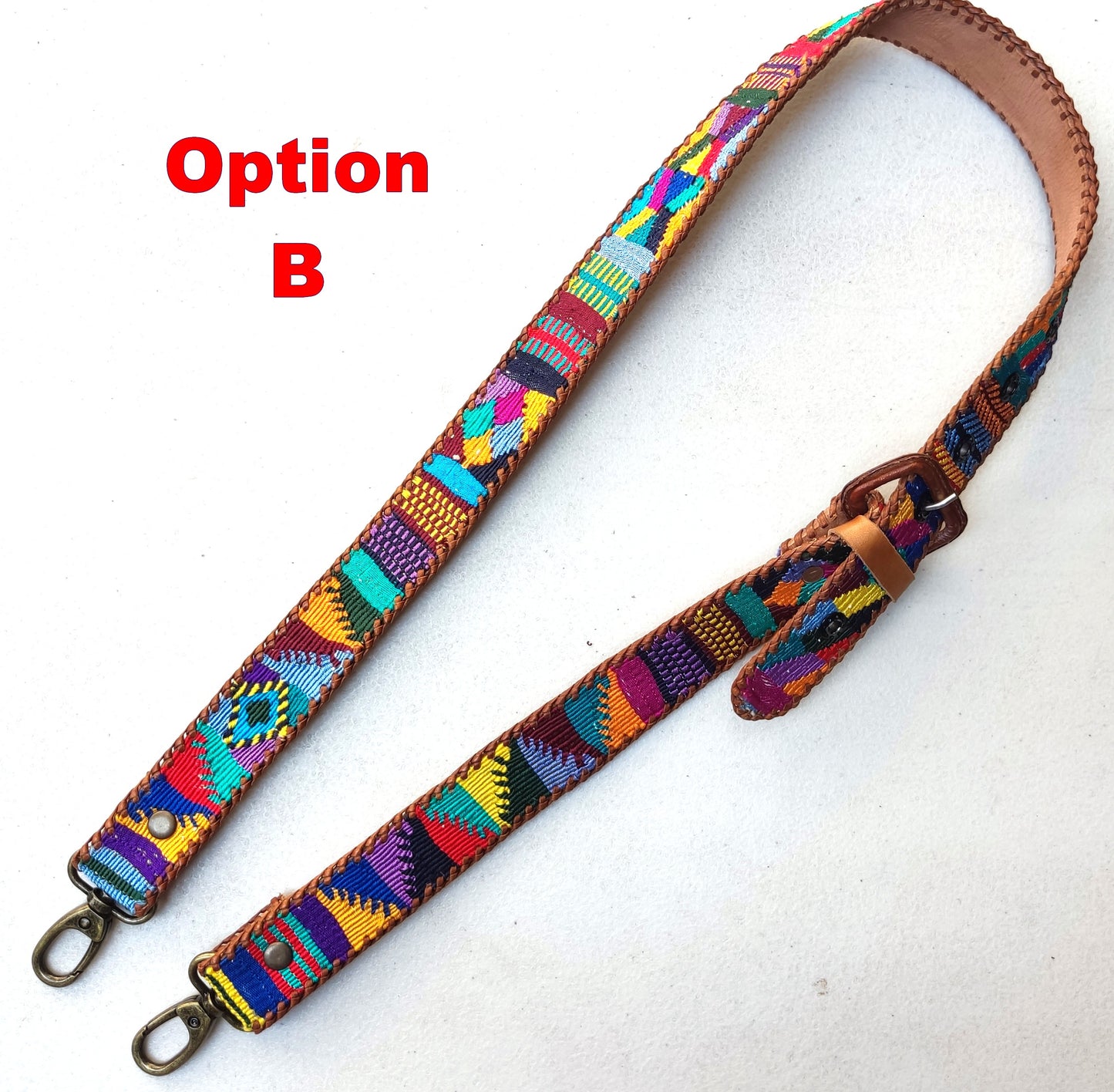 Guatemalan handmade braided authentic leather weaved silk camera/bag strap