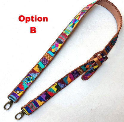 Guatemalan handmade braided authentic leather weaved silk camera/bag strap