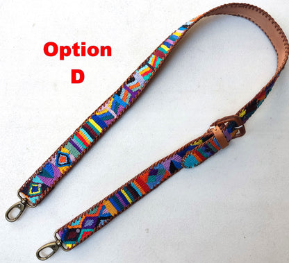 Guatemalan handmade braided authentic leather weaved silk camera/bag strap
