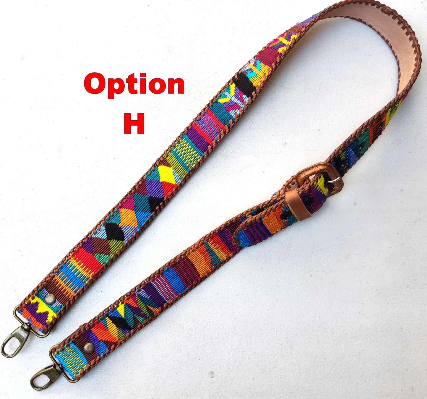 Guatemalan handmade braided authentic leather weaved silk camera/bag strap