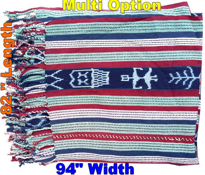 Cotton Guatemalan handmade weaved tassels eco dyed ikat bedspread