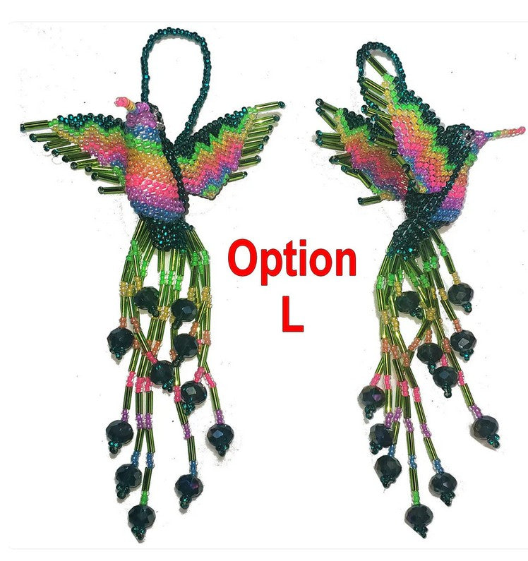 BEADED HUMMINGBIRD Hanging ORNAMENT Gift For Bird Lovers - Czech Glass Seed Beads And Nylon Thread - Mayan Fair Trade 