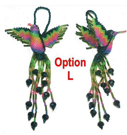 BEADED HUMMINGBIRD Hanging ORNAMENT Gift For Bird Lovers - Czech Glass Seed Beads And Nylon Thread - Mayan Fair Trade 
