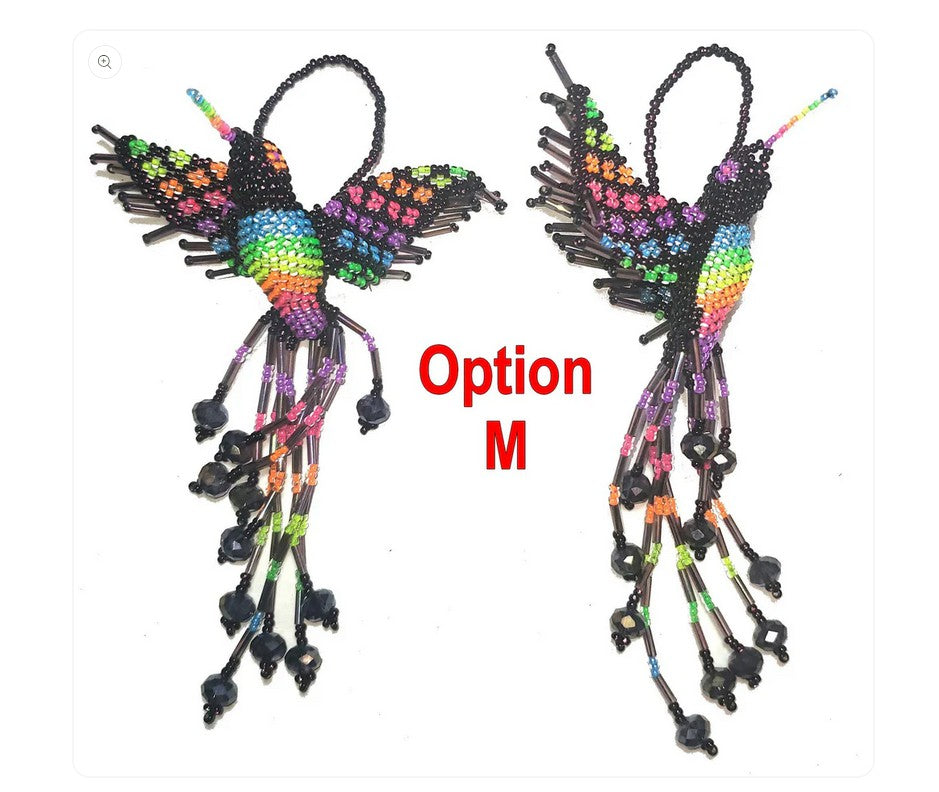 BEADED HUMMINGBIRD Hanging ORNAMENT Gift For Bird Lovers - Czech Glass Seed Beads And Nylon Thread - Mayan Fair Trade 