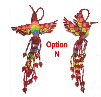 BEADED HUMMINGBIRD Hanging ORNAMENT Gift For Bird Lovers - Czech Glass Seed Beads And Nylon Thread - Mayan Fair Trade 