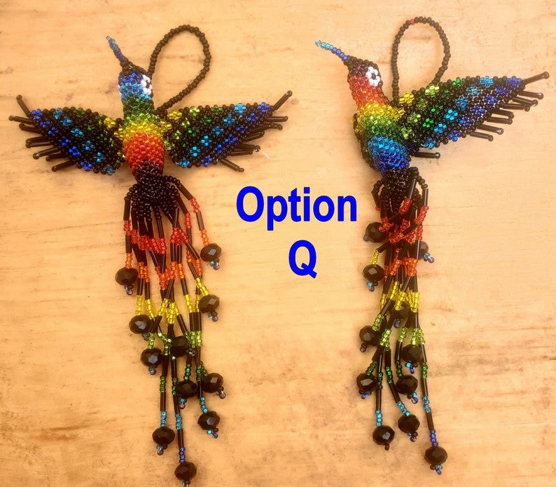 BEADED HUMMINGBIRD Hanging ORNAMENT Gift For Bird Lovers - Czech Glass Seed Beads And Nylon Thread - Mayan Fair Trade 