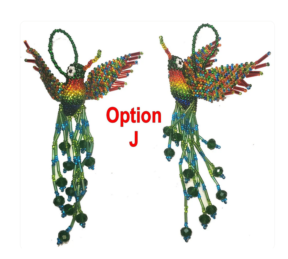 BEADED HUMMINGBIRD Hanging ORNAMENT Gift For Bird Lovers - Czech Glass Seed Beads And Nylon Thread - Mayan Fair Trade 