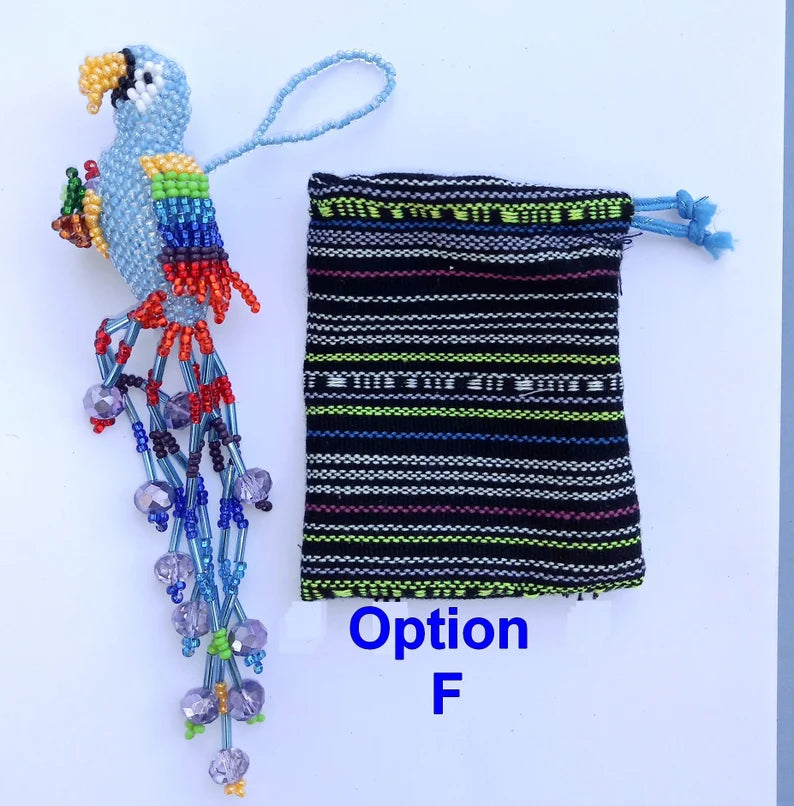 BEADED PARROT Hanging ORNAMENT Gift For Bird Lovers - Czech Glass Seed Beads And Nylon Thread