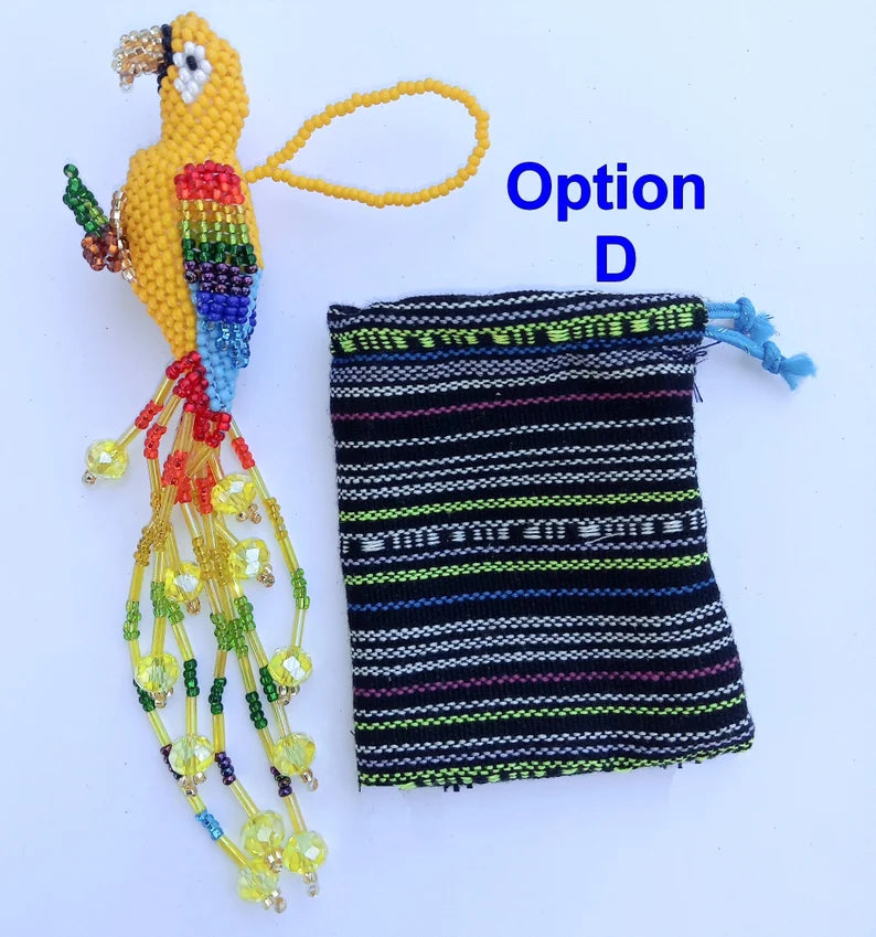 BEADED PARROT Hanging ORNAMENT Gift For Bird Lovers - Czech Glass Seed Beads And Nylon Thread