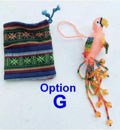 BEADED PARROT Hanging ORNAMENT Gift For Bird Lovers - Czech Glass Seed Beads And Nylon Thread