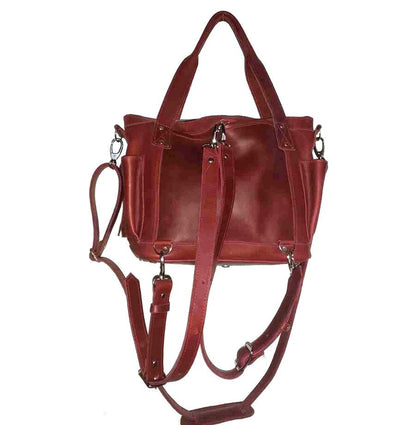 Small Intermedia Medium Convertible backpack crossbody day bag diaper genuine marbled wine color