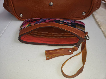 Custom Huipil Pattern Tan Genuine LEATHER CONVERTIBLE BACKPACK Bag - Aesthetic Full Grain Leather Handles cross body And Handbags