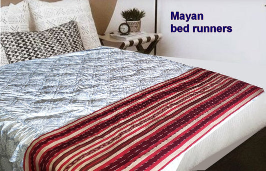 Cotton Guatemalan handmade weaved multicolor bed runner