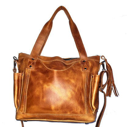 Tan Genuine LEATHER CONVERTIBLE BACKPACK Bag - Aesthetic Full Grain Leather Handles cross body And Handbags