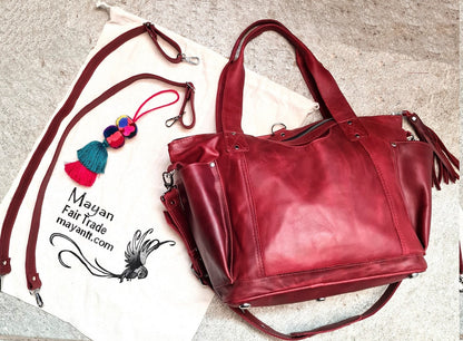 Small Intermedia Medium Convertible backpack crossbody day bag diaper genuine marbled wine color