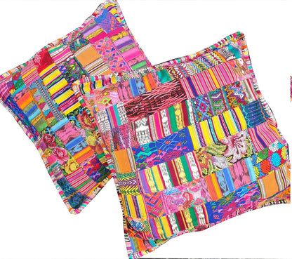Guatemalan cotton handmade -Patchwork style- huipil pillow case cushion cover -18x18- 20x20 customizable sizes