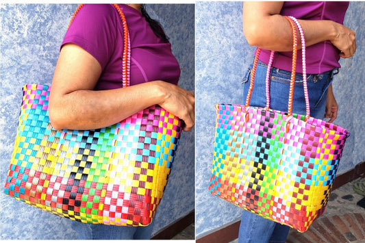 Woven Guatemalan Plastic market Bag - Recycled plastic - Mayan Fair Trade 