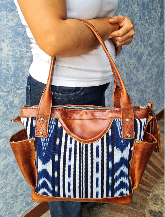 Convertible crossbody backpack day bag authentic leather dark brown Guatemala