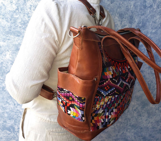 Tan Brown Bag, Convertible Backpack, Cross Body Bag,