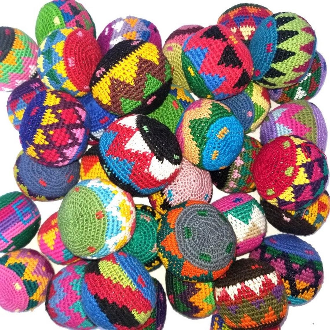 Guatemala Stress Relief Crocheted Cotton Hacky SACKS JUGGLING BALLS Available In Multiple Options