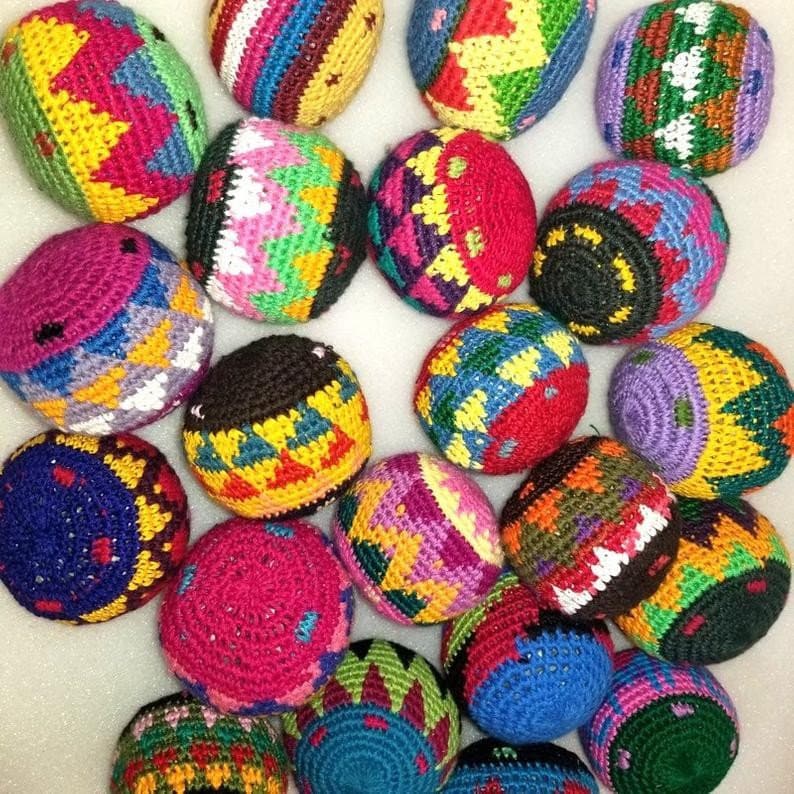 Guatemala Stress Relief Crocheted Cotton Hacky SACKS JUGGLING BALLS Available In Multiple Options