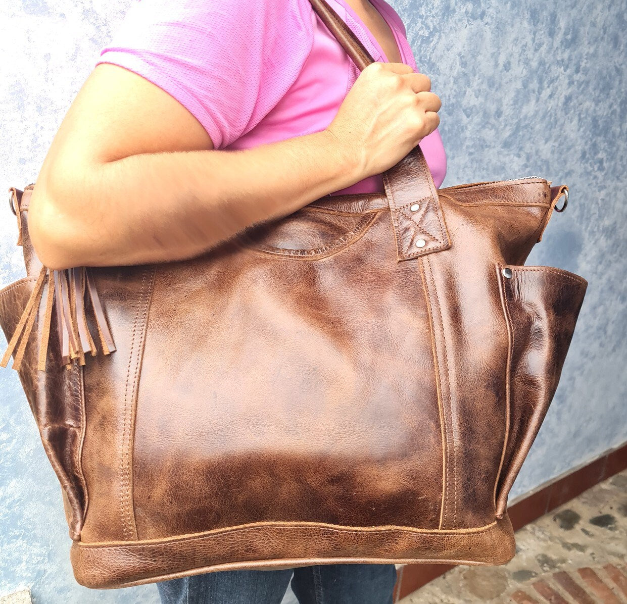 Dark Brown Genuine LEATHER CONVERTIBLE BACKPACK Bag - Aesthetic Full Grain Leather Handles cross body And Handbags