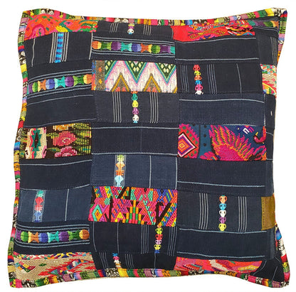 Guatemalan Cotton Handmade -Patchwork Style- Huipil Pillow Case Cushion Cover -18x18- 20x20 Customizable Sizes