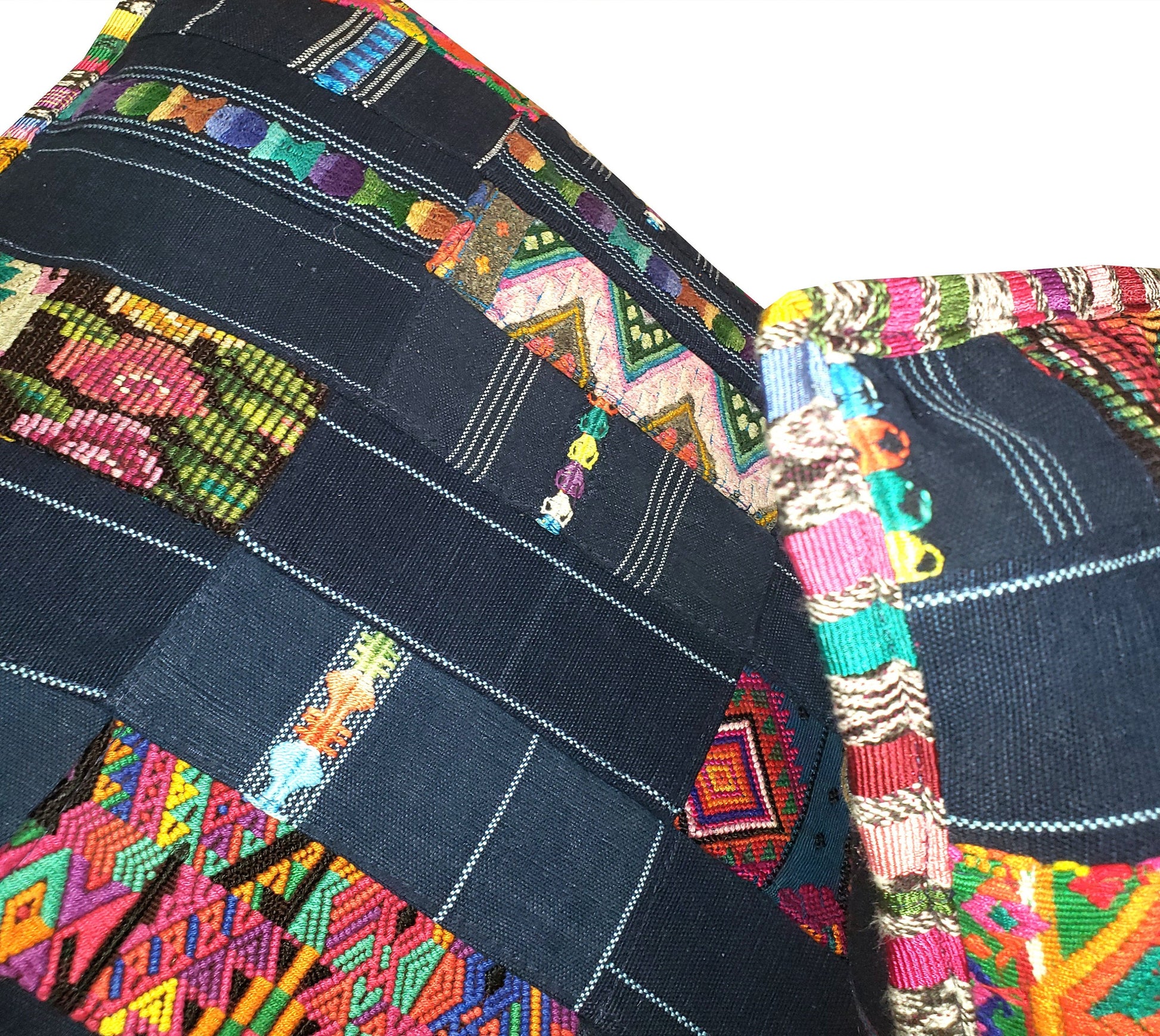 Guatemalan Cotton Handmade -Patchwork Style- Huipil Pillow Case Cushion Cover -18x18- 20x20 Customizable Sizes