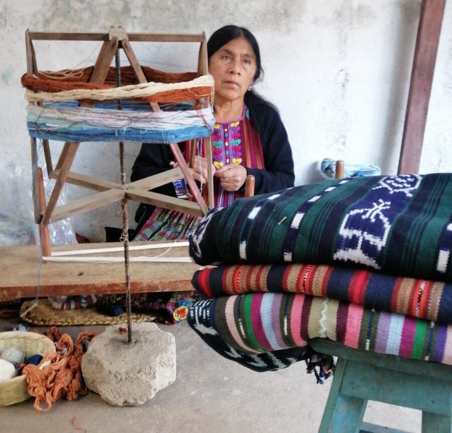 Cotton Guatemalan handmade weaved tassels eco dyed ikat bedspread