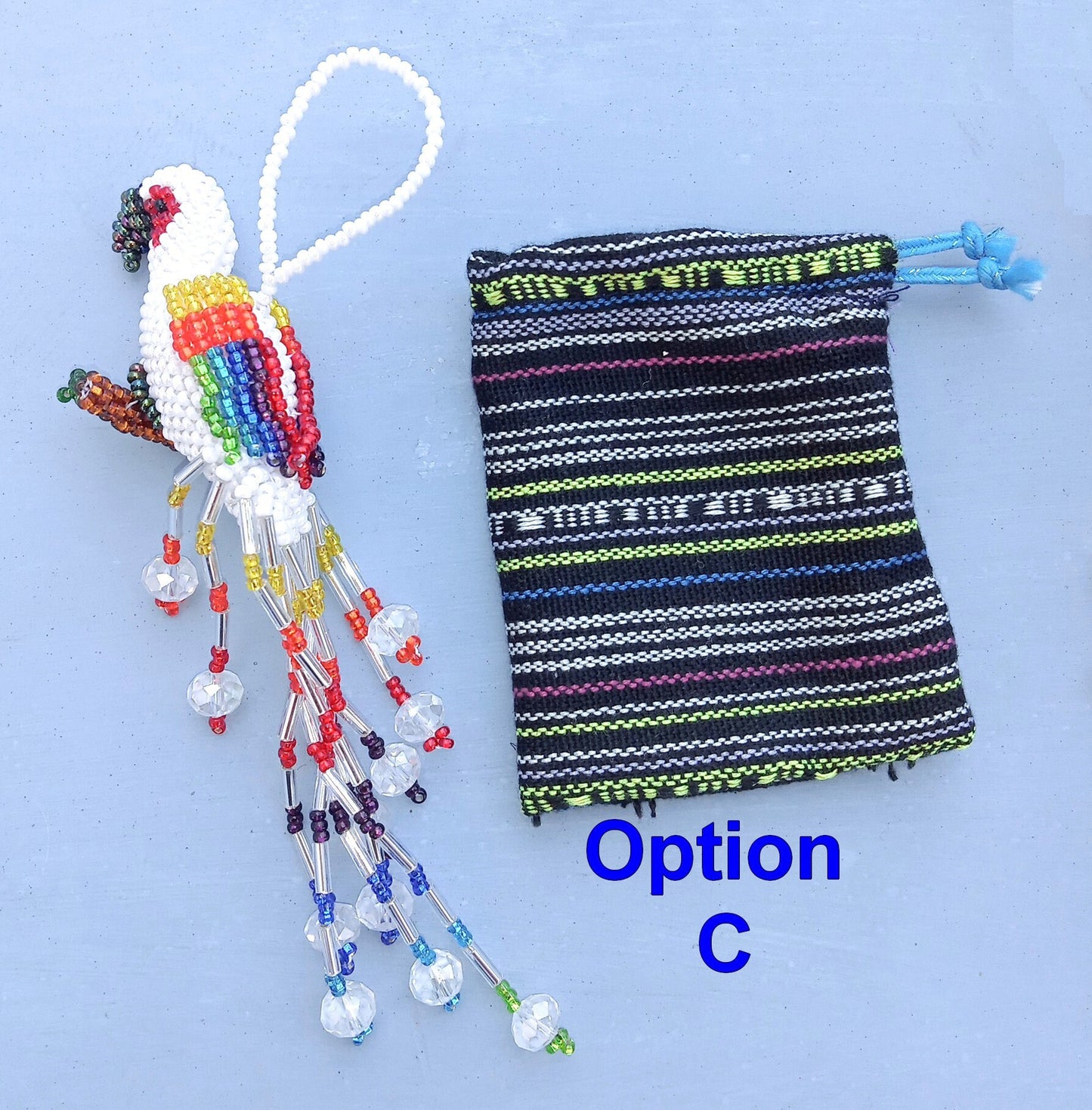 BEADED PARROT Hanging ORNAMENT Gift For Bird Lovers - Czech Glass Seed Beads And Nylon Thread