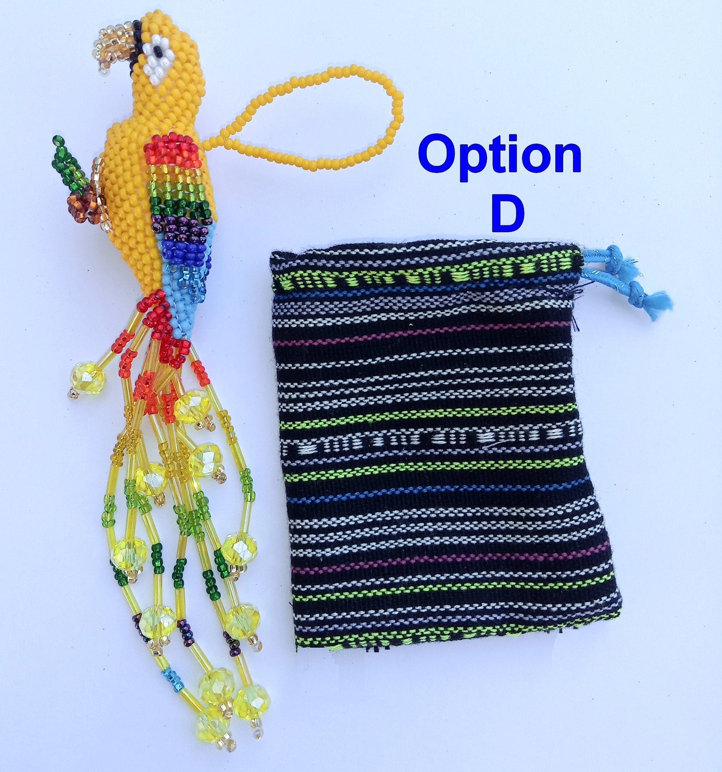 BEADED PARROT Hanging ORNAMENT Gift For Bird Lovers - Czech Glass Seed Beads And Nylon Thread